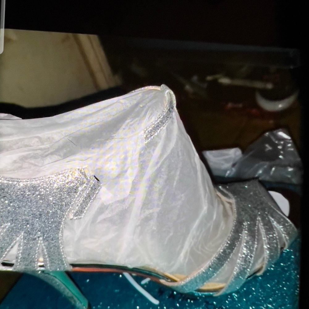 Silver glitter blue bottom Betsey Johnson size 10